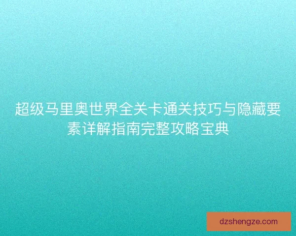超级马里奥世界全关卡通关技巧与隐藏要素详解指南完整攻略宝典